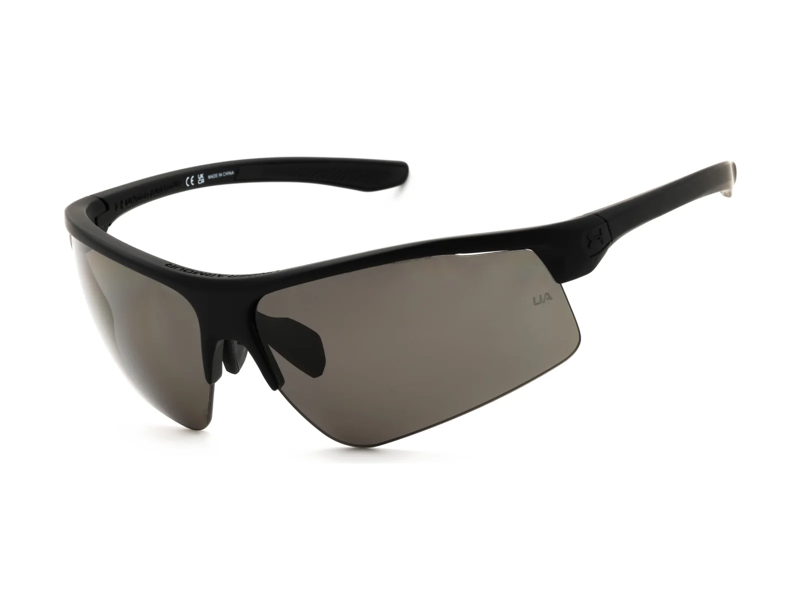 Under Armour Clutch sunglasses in matte black, side view