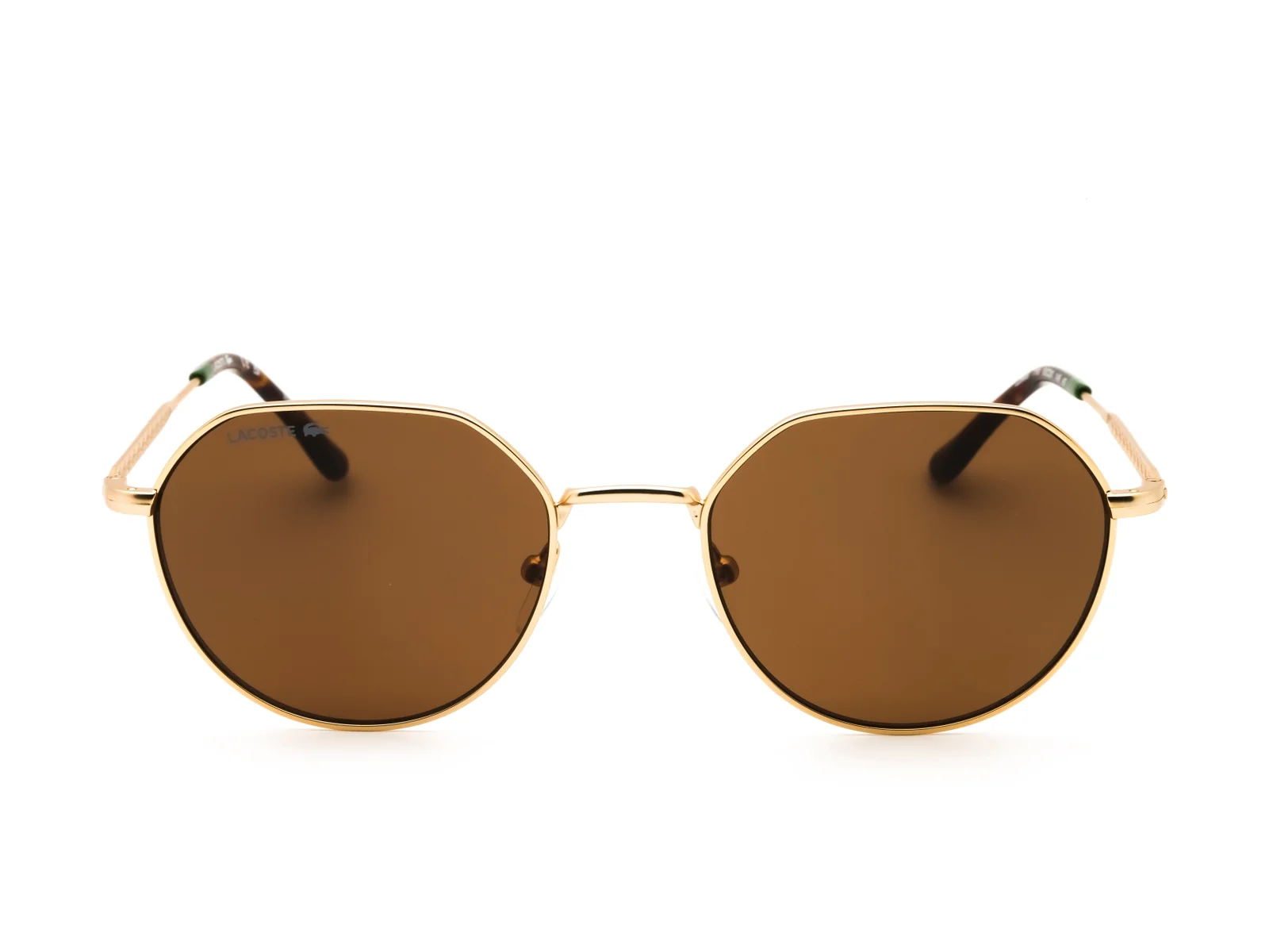 Lacoste L268S sunglasses in gold, front view